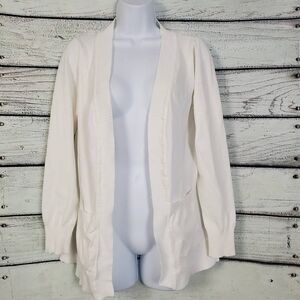 Zenana Outfitters Cream Open Front Knit Cardigan Size S